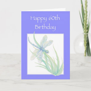 Happy 60th Birthday Watercolor Dragonfly Nature Card
