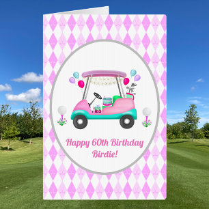 Happy 60th Birthday Women's Golf Cart Birthday Card