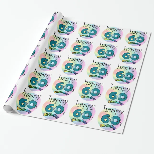 60 Backing Paper Happy 60th Birthday Wrapping Paper | Zazzle