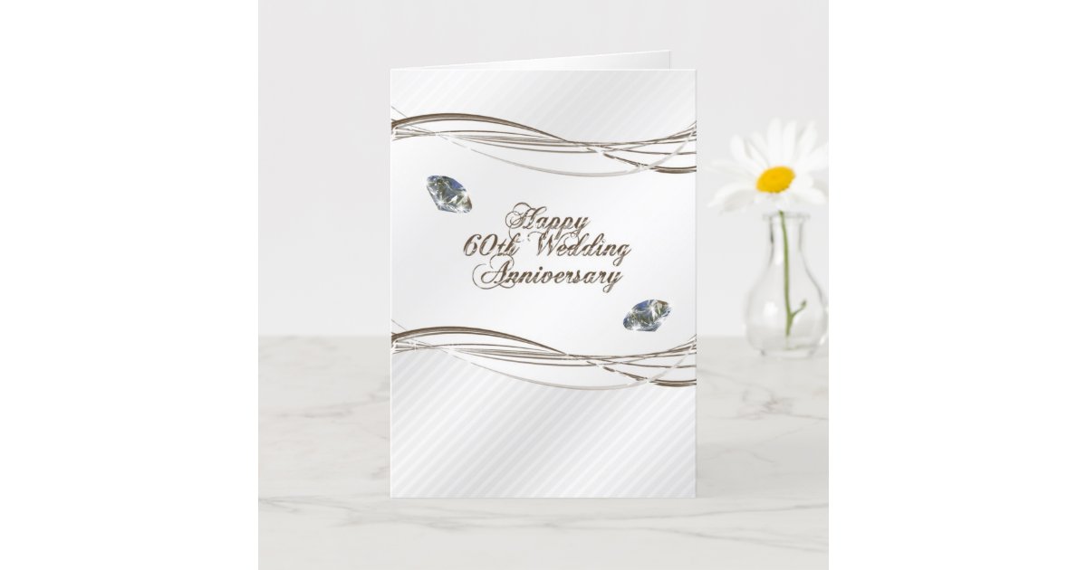 60th Wedding Anniversary Card - Happy 'Diamond' Anniversary - 60 Years -  Red Heart Collection