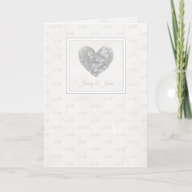 Happy 60th Wedding Anniversary diamond heart card (Front)