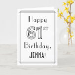 [ Thumbnail: Happy 61st Birthday, Art Deco Style W/ Custom Name Card ]