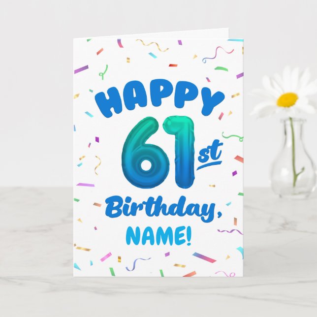 Happy 61st Birthday Card with Custom Name (Small Plant)