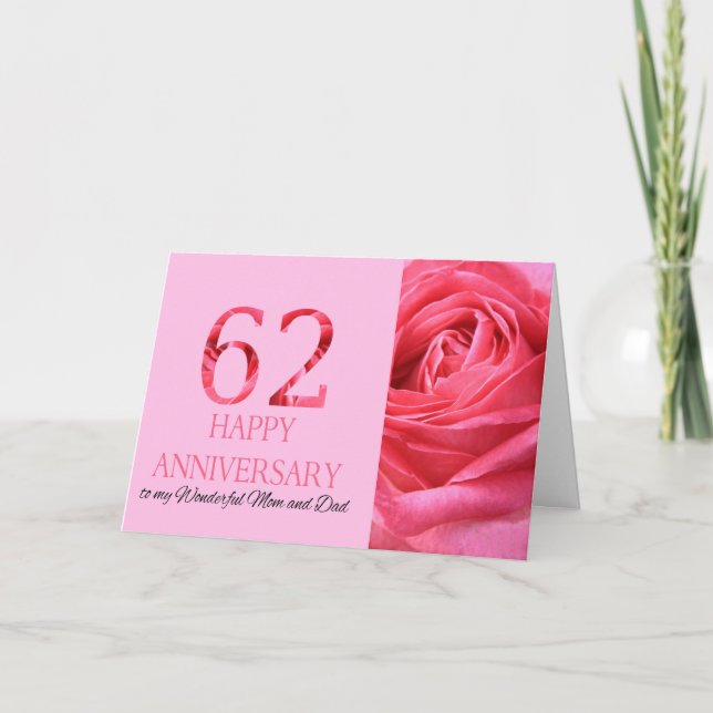 Happy 62nd Anniversary roses for Mom and Dad Card (Front)