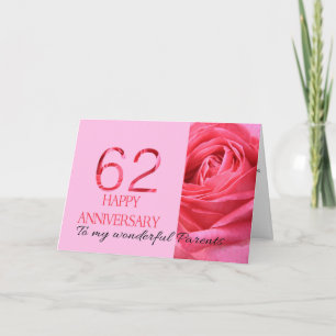 Happy 62nd Anniversary roses for parents Card