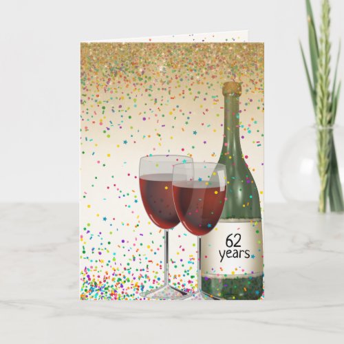 Happy 62nd Anniversary wine Card