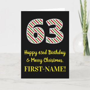 Happy 63rd Birthday & Merry Christmas, Custom Name Card