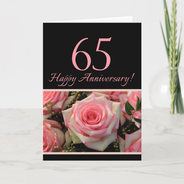 Happy 65th Anniversary roses Card (Front)