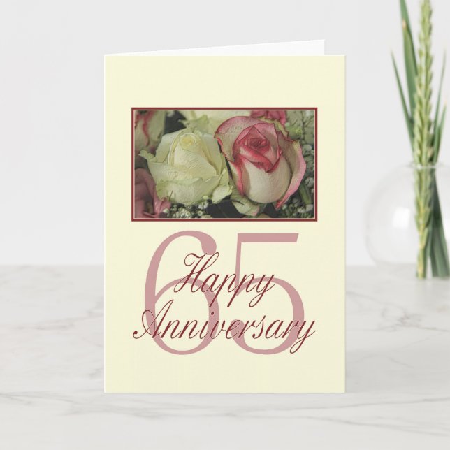 Happy 65th Anniversary roses Card (Front)
