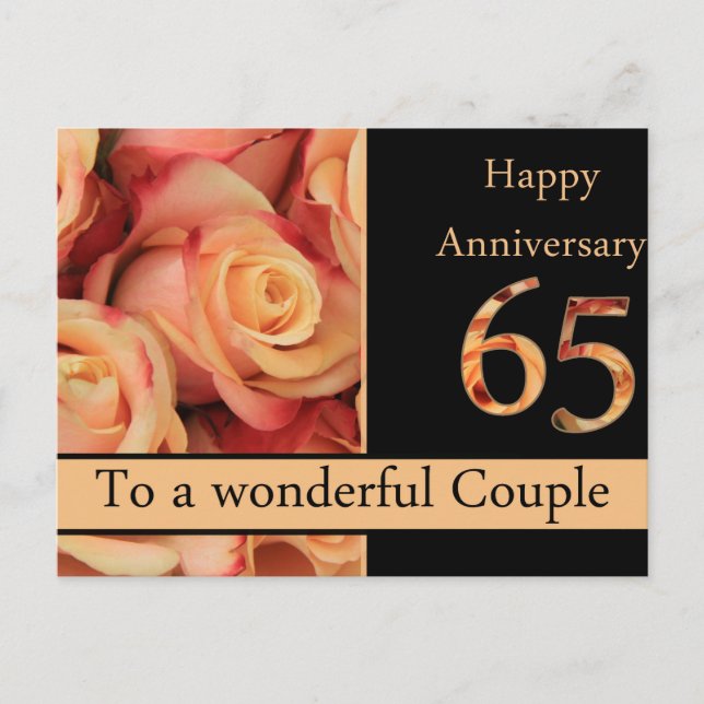 Happy 65th Anniversary roses Postcard (Front)