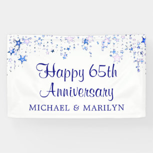 Happy 65th Anniversary Sapphire Blue Stars Banner