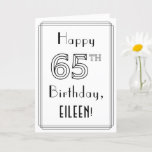 [ Thumbnail: Happy 65th Birthday, Art Deco Style W/ Custom Name Card ]