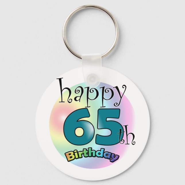 Happy 65th Birthday (blauw) Keychain (Front)