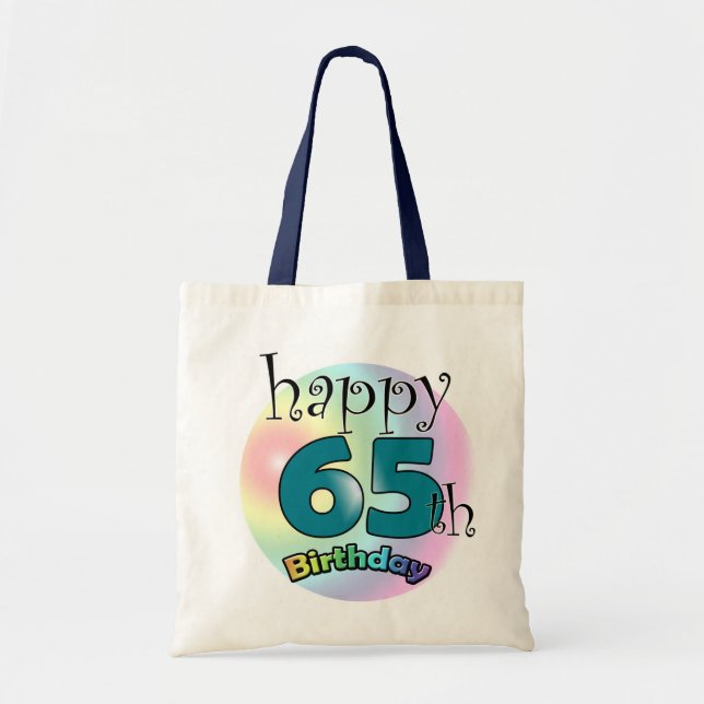 Happy 65th Birthday (blauw) Tote Bag (Front)