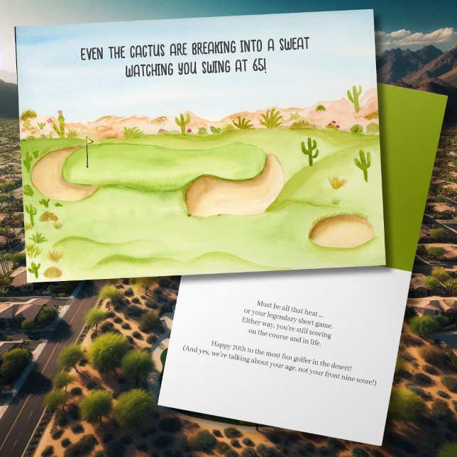 Happy 65th Birthday Desert Golf Course Watercolor Card (Creator Uploaded)