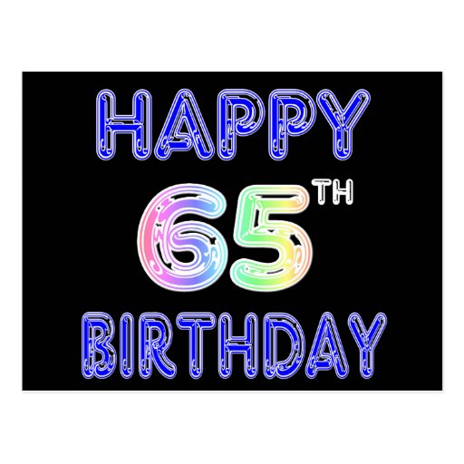 Happy 65th Birthday in Balloon Font Postcard | Zazzle