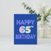 Happy 65th Birthday in Balloon Font Postcard | Zazzle