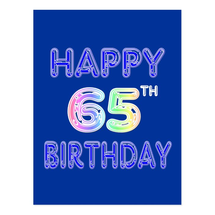 Happy 65th Birthday in Balloon Font Postcard | Zazzle.com