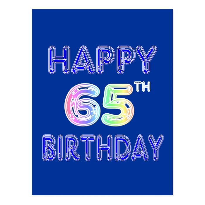 Happy 65th Birthday in Balloon Font Postcards