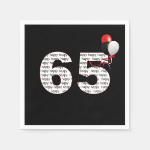 Happy 65th Birthday On Black Napkins