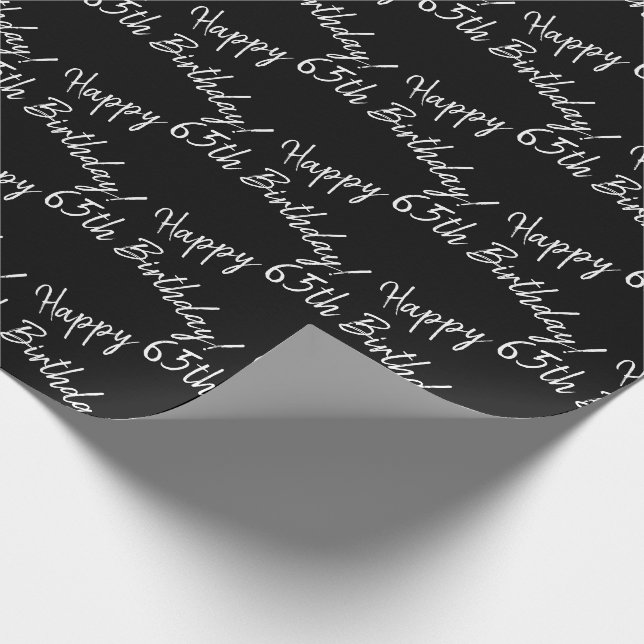 Happy 65th Birthday on black Wrapping Paper (Corner)