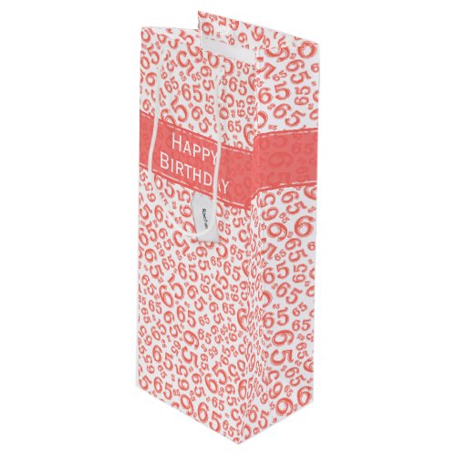 Happy 65th Birthday Party Coral Number Pattern Wine Gift Bag