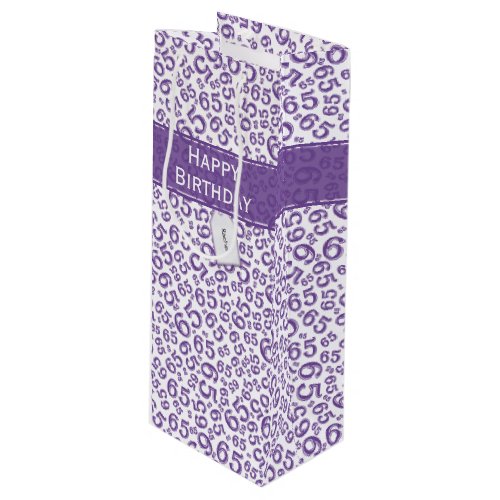 Happy 65th Birthday Party Purple Number Pattern Wine Gift Bag