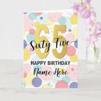 Happy 65th Birthday Pastel Rainbow Gold Woman Card