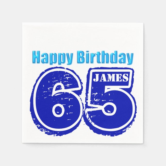 Happy 65th Birthday Personalized Paper Napkin (Front)