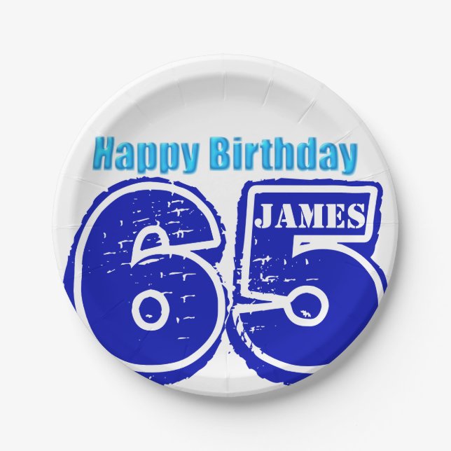 Happy 65th Birthday Personalized Paper Plate (Front)