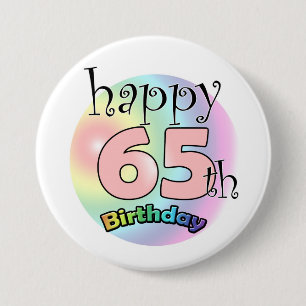 Happy 65th Birthday (Pink) Button