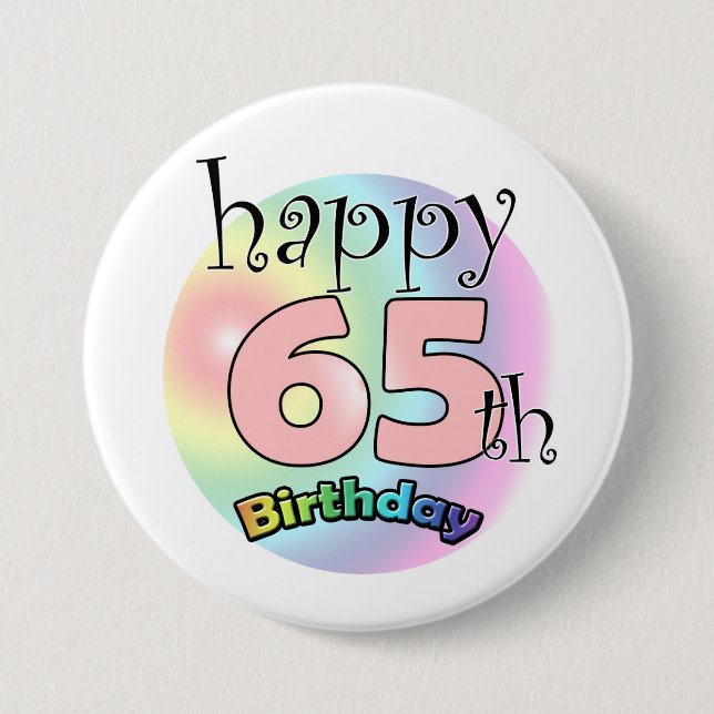 Happy 65th Birthday (Pink) Button (Front)