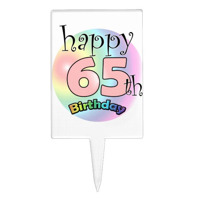Happy 65th Birthday (Pink) Cake Topper (Front)