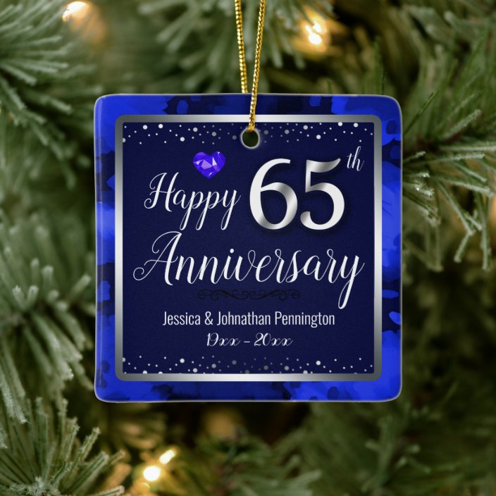 Happy 65th Wedding Anniversary Custom Name Ceramic Ornament | Zazzle.com