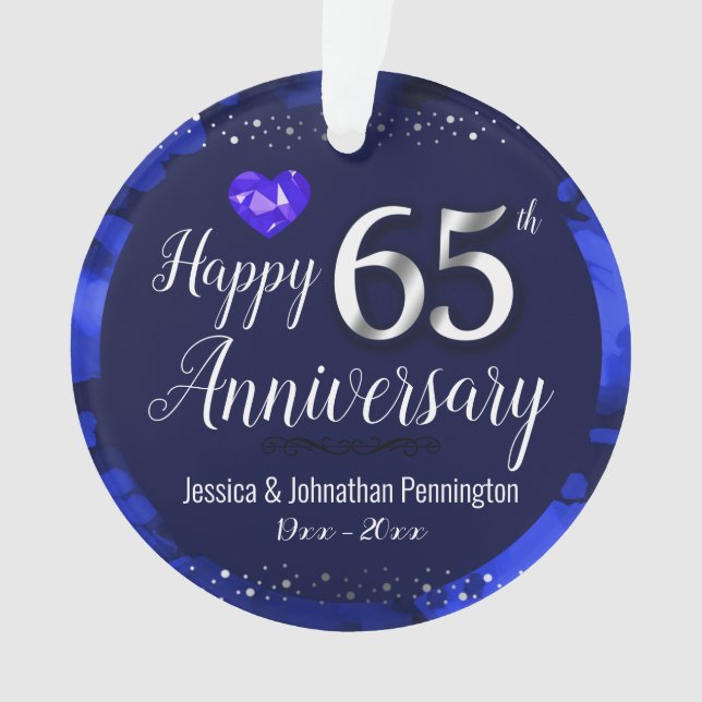 Happy 65th Wedding Anniversary Ornament (Front)
