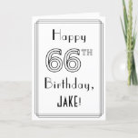 [ Thumbnail: Happy 66th Birthday, Art Deco Style W/ Custom Name Card ]
