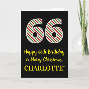 Happy 66th Birthday & Merry Christmas, Custom Name Card