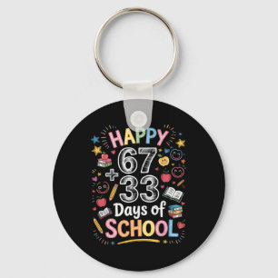 Happy 67+33 Days Of School Math 100 Days Smarter F Keychain