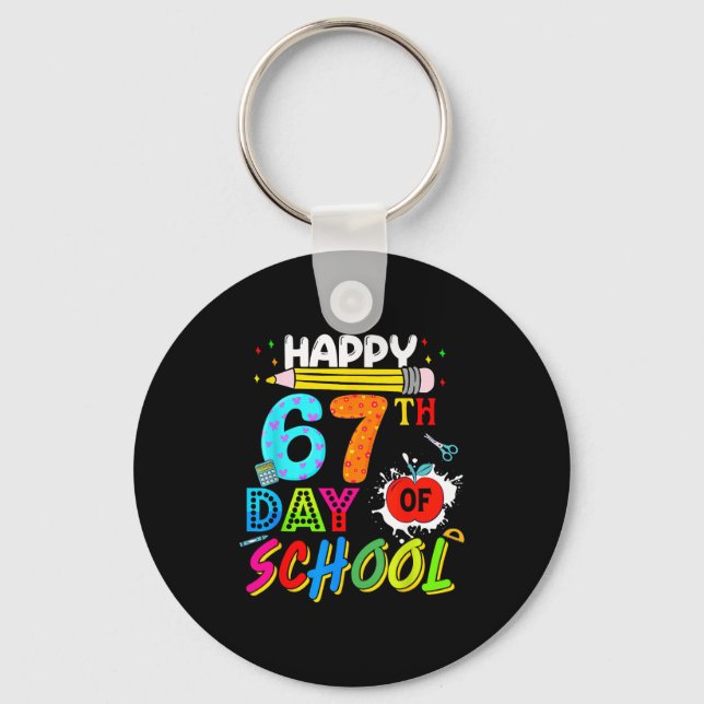 Happy 67 Days Of School 67th Day Smarter Six Seven Keychain (Front)