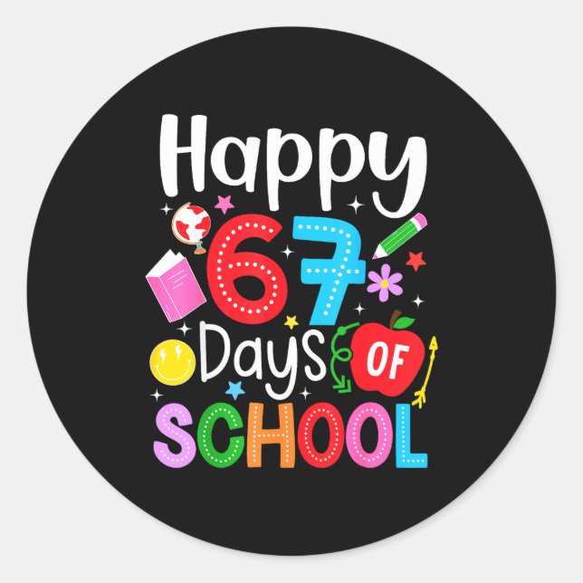 Happy 67 Days Of School Funny Six Seven Meme Teach Classic Round Sticker (Front)