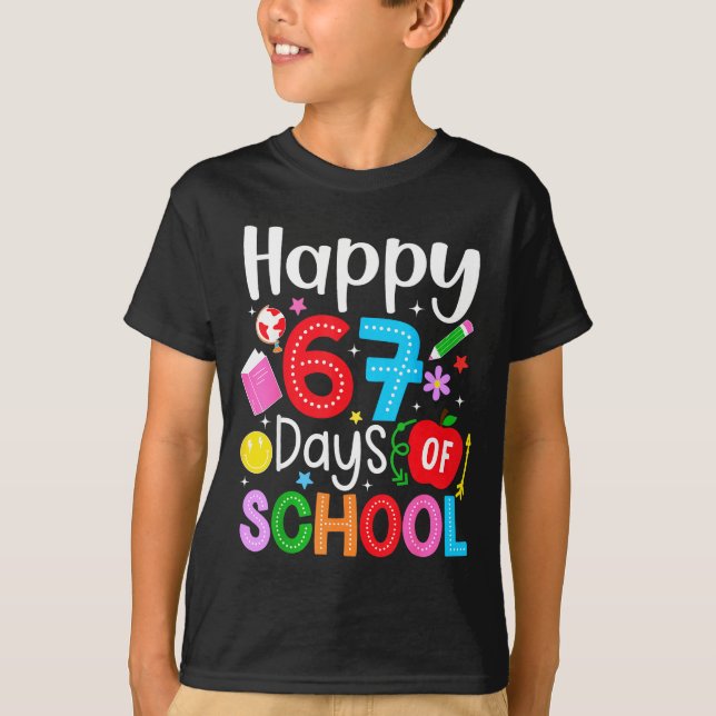 Happy 67 Days Of School Funny Six Seven Meme Teach T-Shirt (Front)