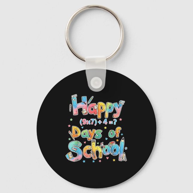 Happy 67 Days Of School Math Equation Teacher Six  Keychain (Front)