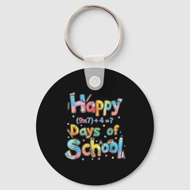 Happy 67 Days Of School Math Equation Teacher Six  Keychain (Front)
