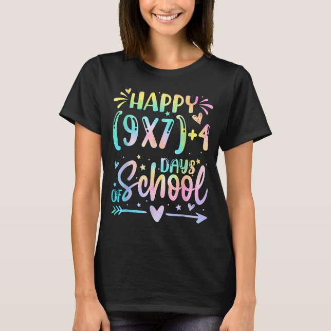 Happy 67 Days Of School Math Teacher Students Six  T-Shirt (Front)