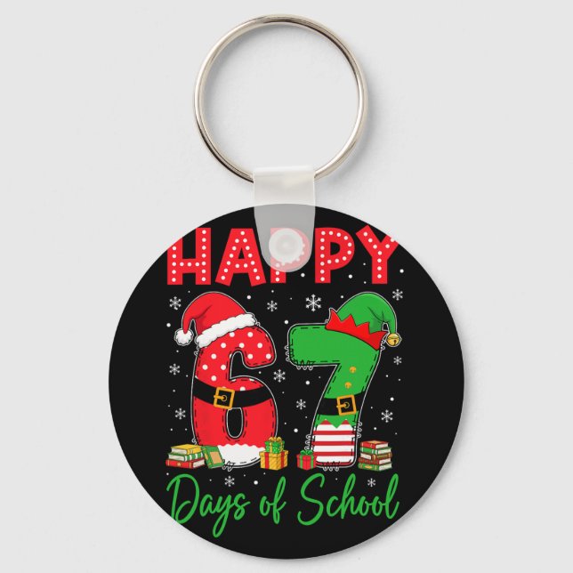 Happy 67 Days Of School Six Seven 67 Christmas San Keychain (Front)