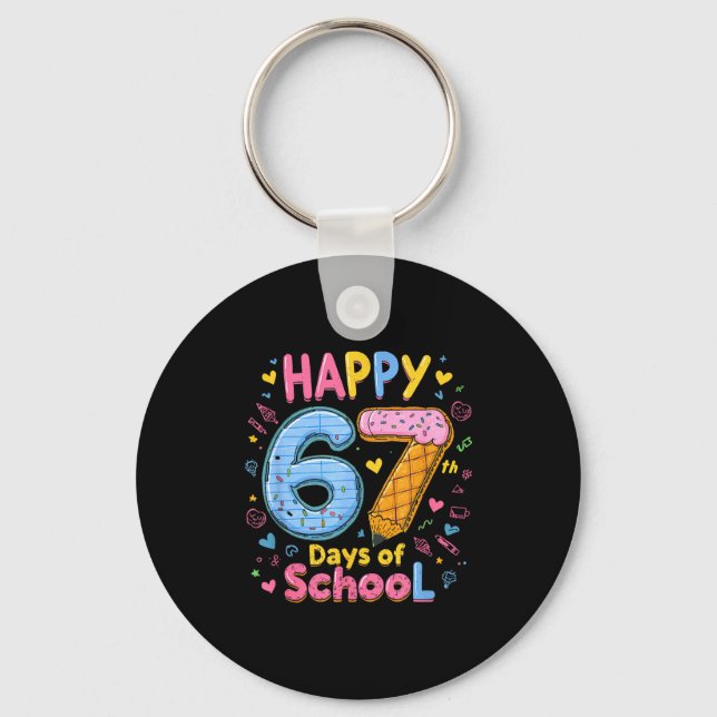 Happy 67 Days Of School Six Seven Kids Boys Girls  Keychain (Front)