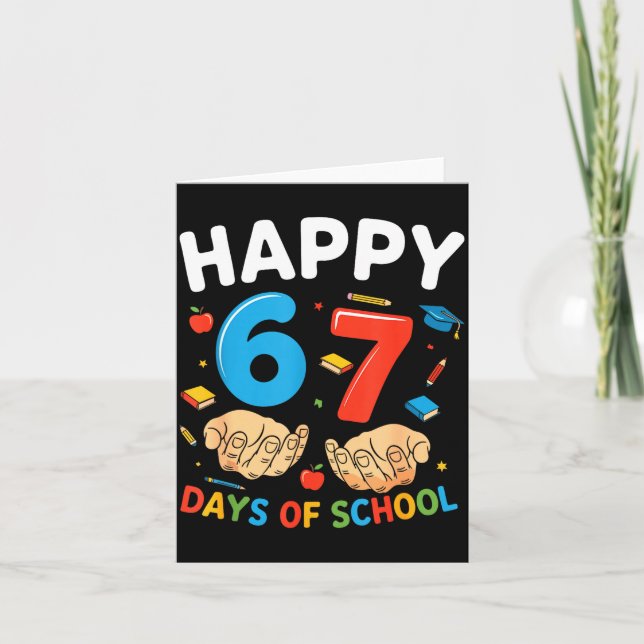 Happy 67 Days Of School Six Seven Meme Boy Girl Te Card (Front)