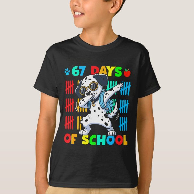 Happy 67 Days School Cute Dog 67 Days Smarter Stud T-Shirt (Front)