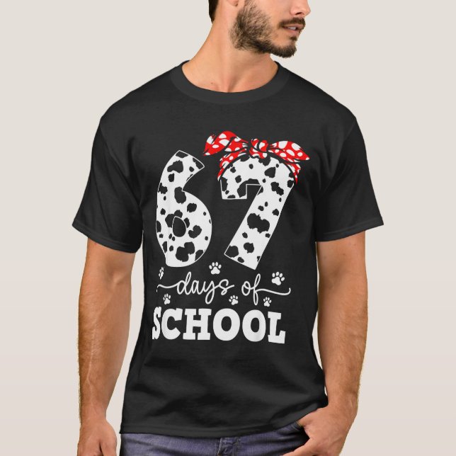 Happy 67 Days School Cute Dog 67 Days Smarter Stud T-Shirt (Front)