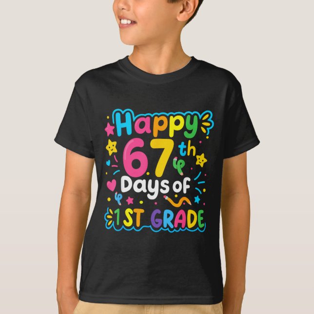 Happy 67th Day Of 1st Grade School Meme 67 Kids Te T-Shirt (Front)